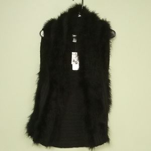 Chico's black furry vest